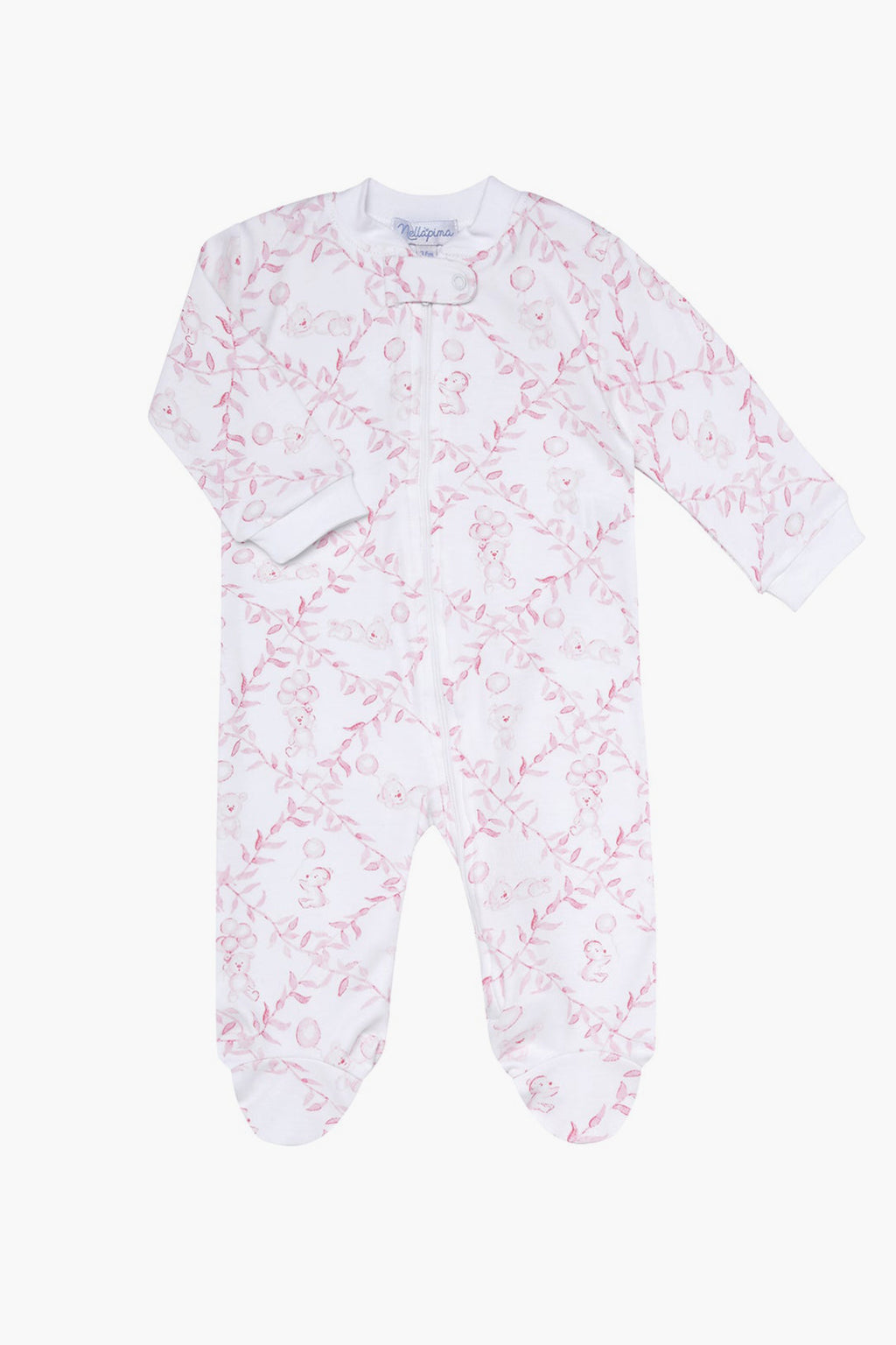 Pink Bears Trellace Zipper Footie