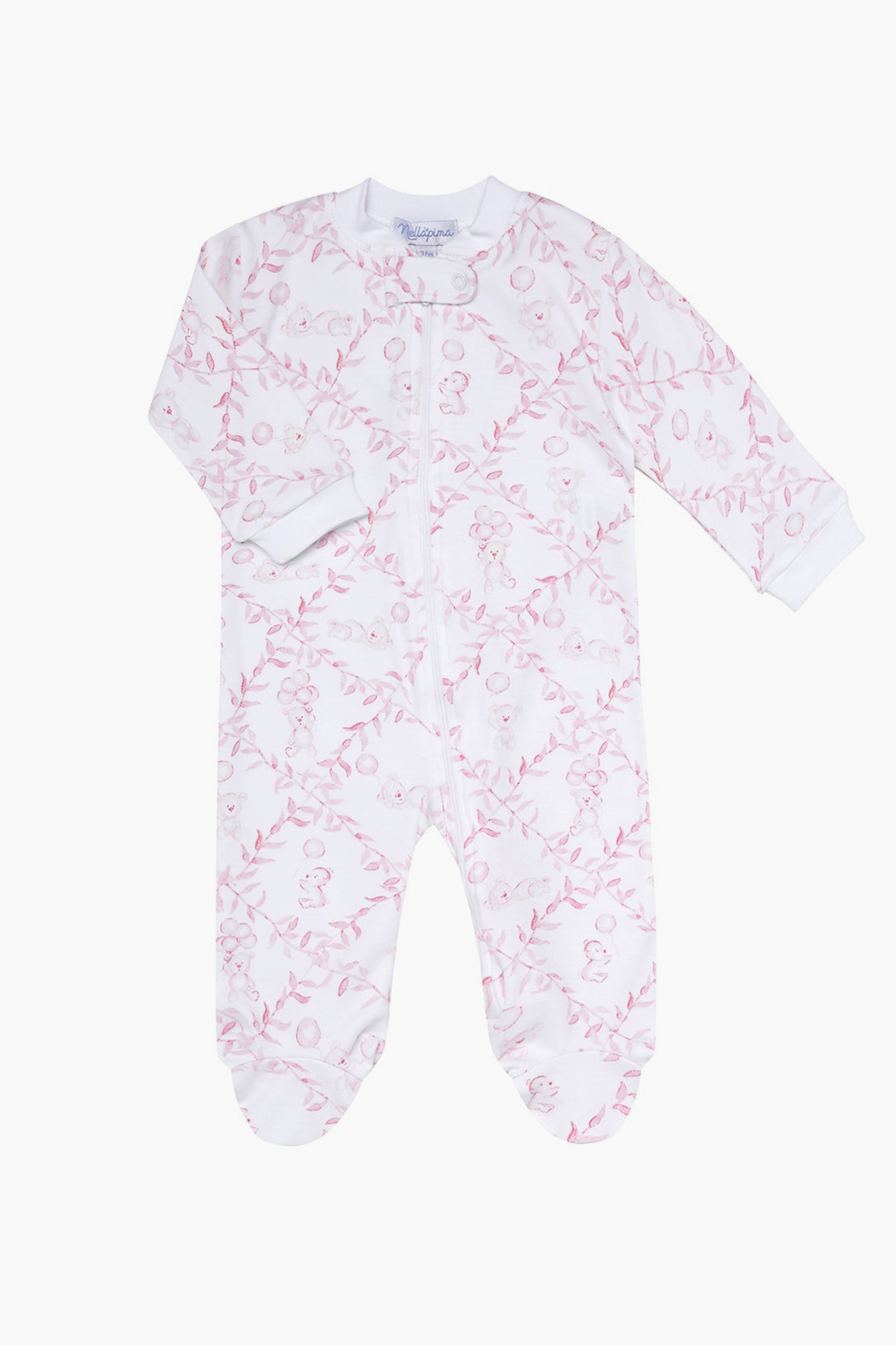 Pink Bears Trellace Zipper Footie