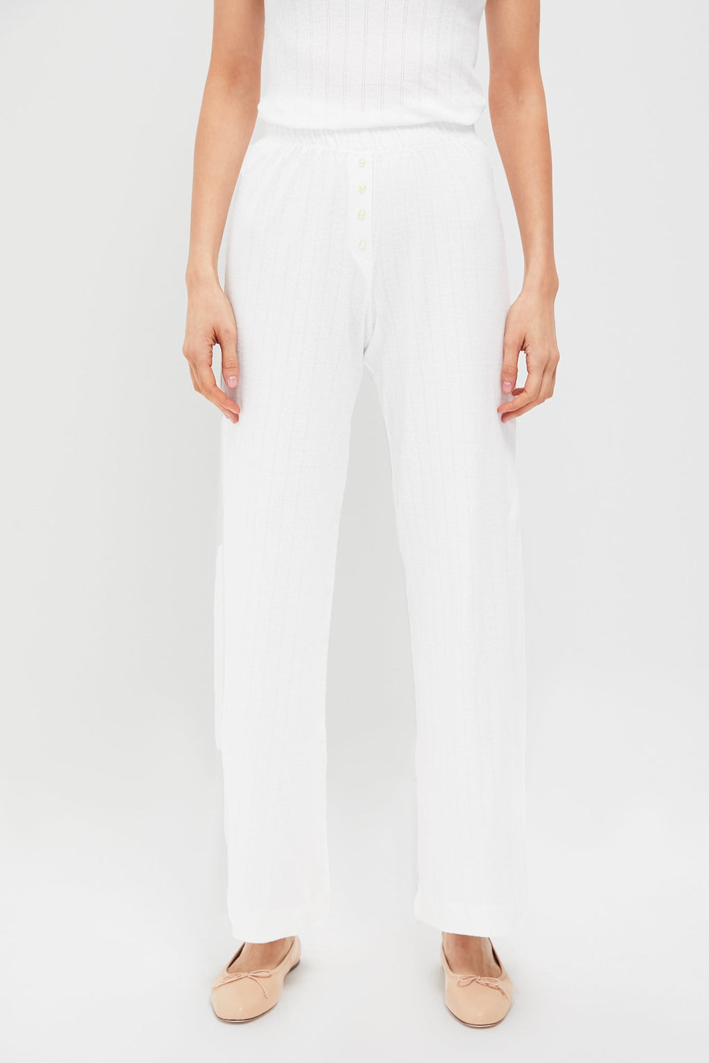 White Pointelle Boxer Pants