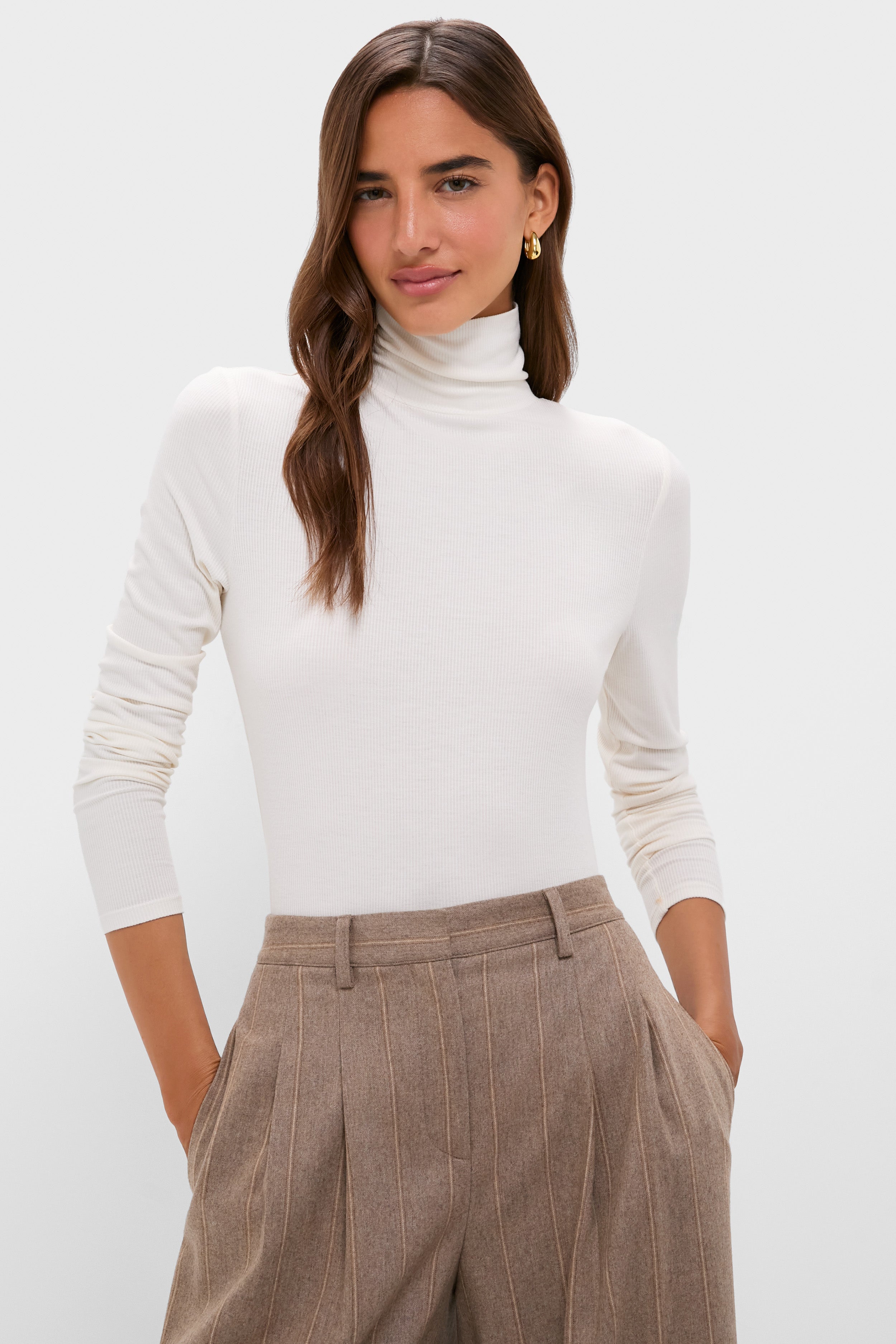 Ivory Lightweight Ribbed Topanga Turtleneck