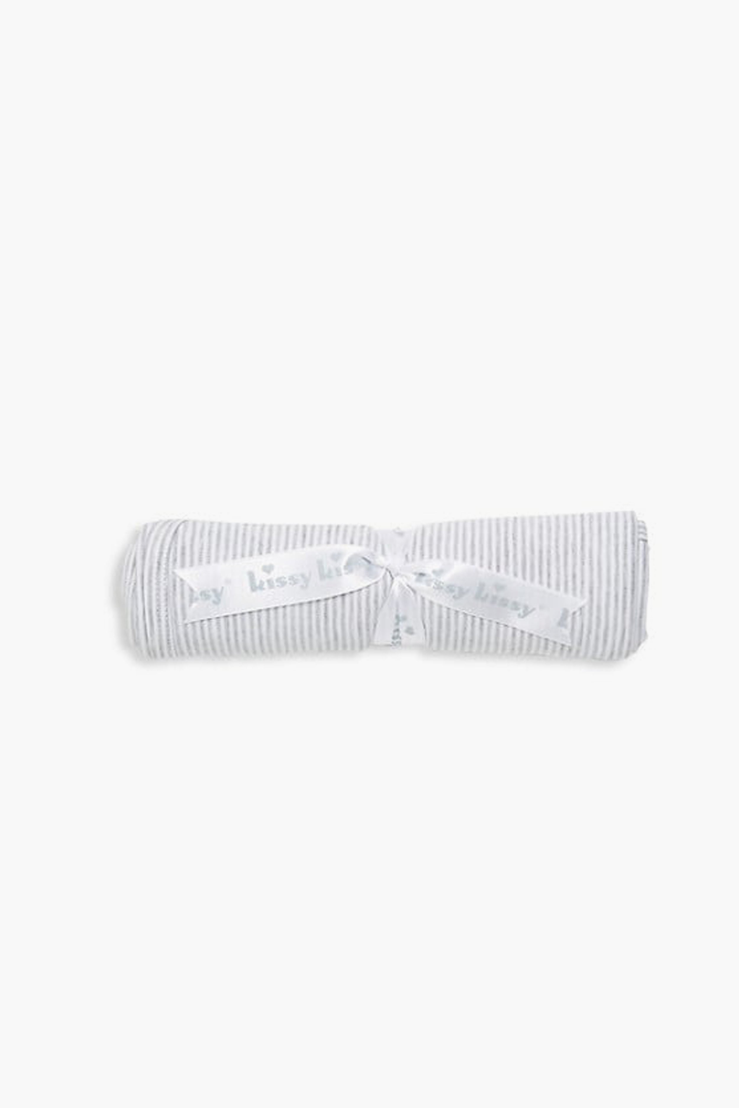 Gray Stripe Classic Rib Blanket