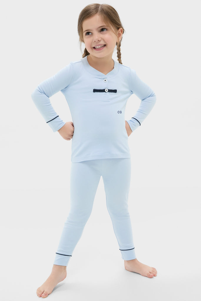 Light Blue Pima Cotton Arien Kid's Pajama Set