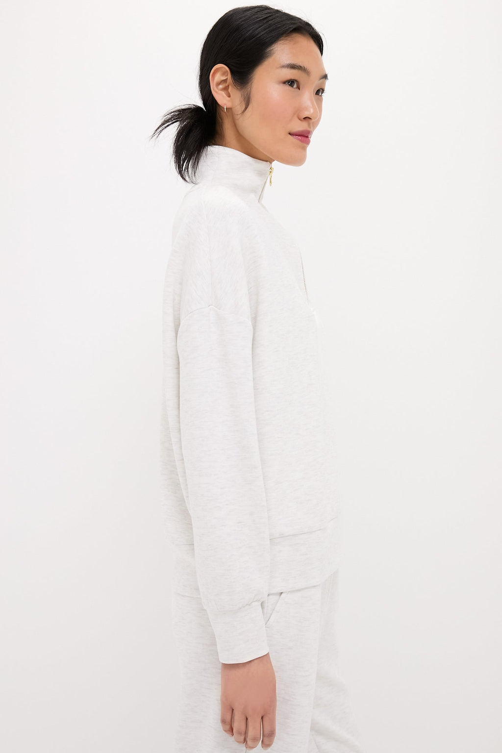 Ivory Marl Hawley Half Zip Sweat