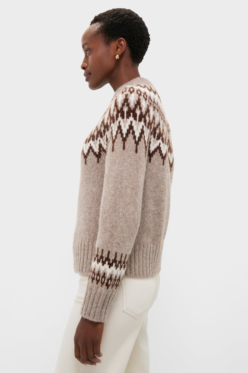 Taupe Fairisle Thatcher Crewneck