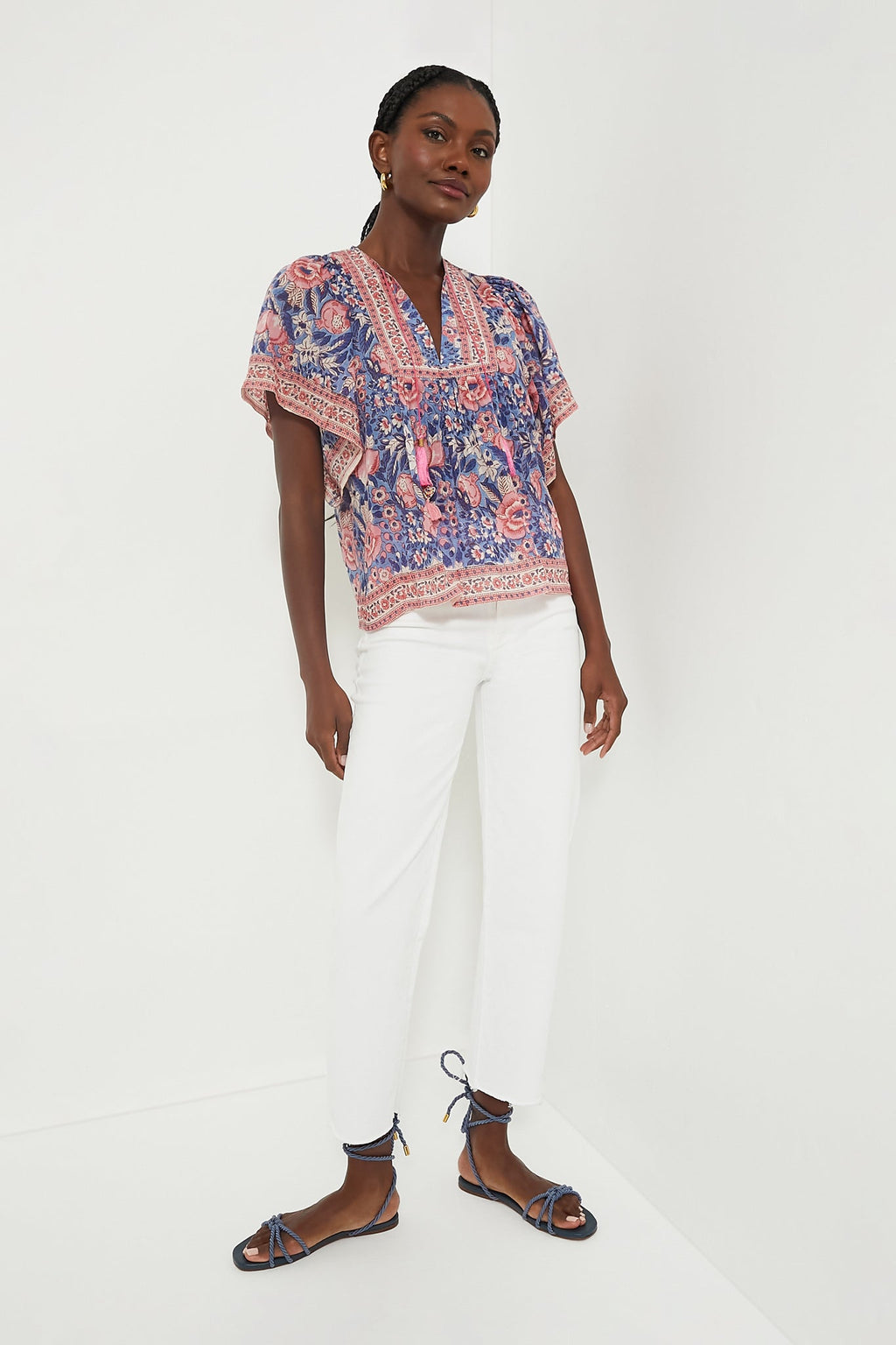 Indigo Pink Floral Angel Top
