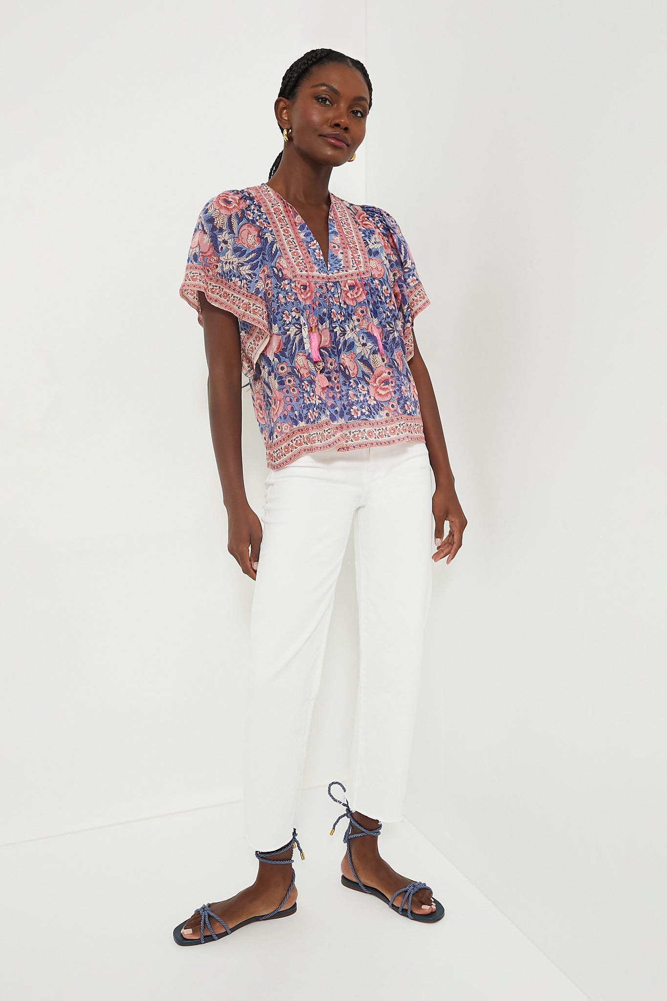 Indigo Pink Floral Angel Top