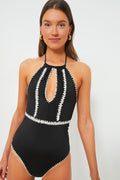 Black Lemika Crochet Halter Neck One Piece