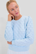Light Blue Puff Sleeve Quilted Stretch Campbell Pullover