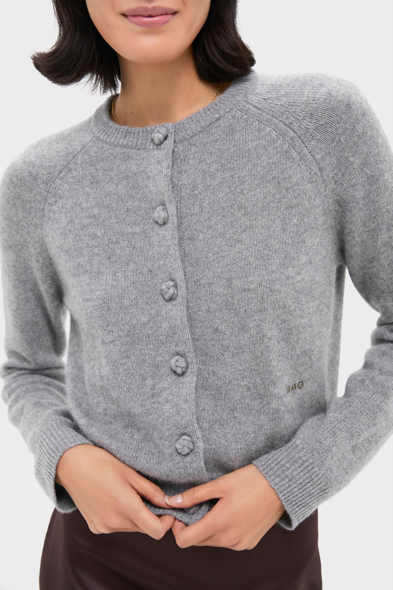 Gray Knot Button Phoebe Cardigan