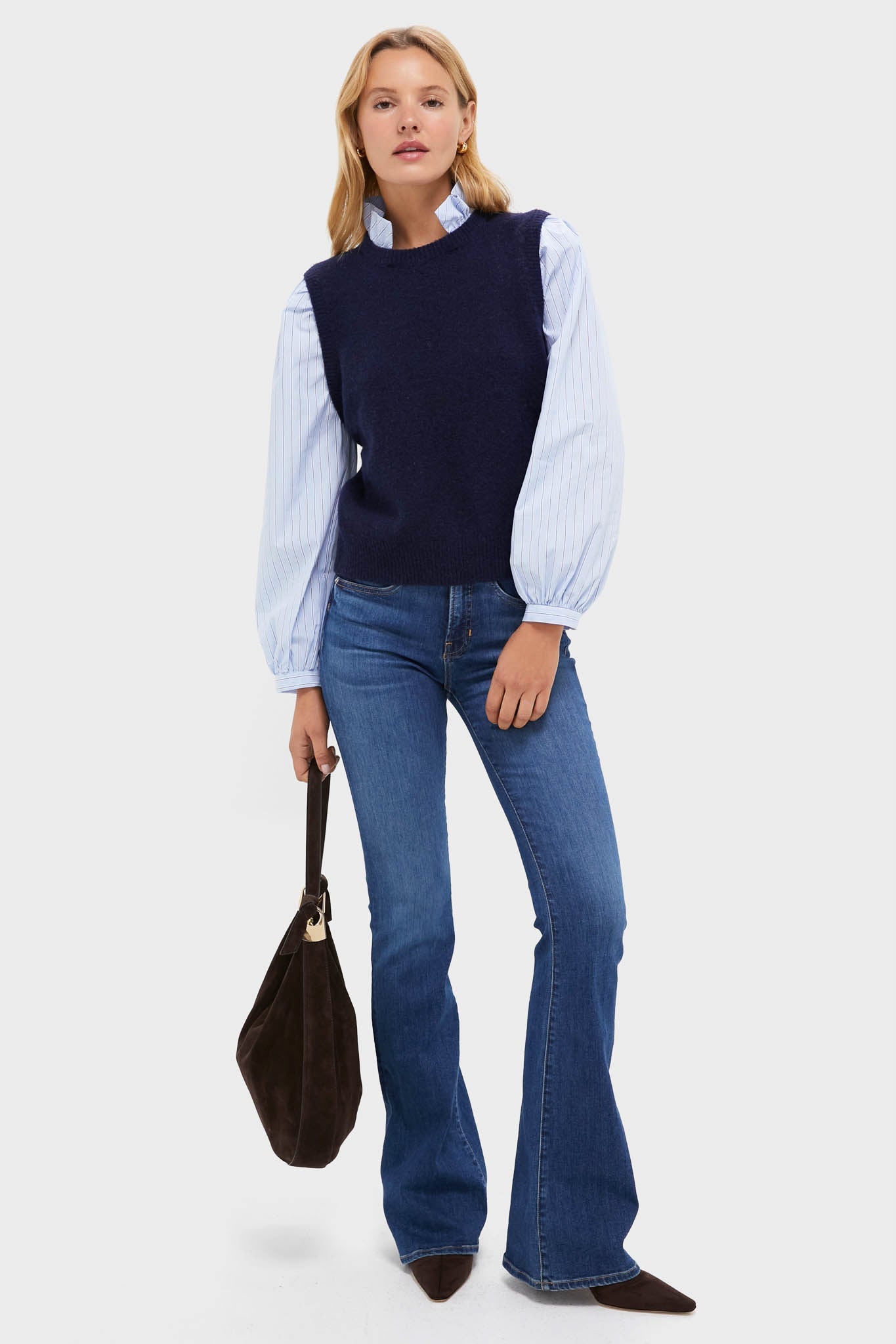 Navy Striped Ella Sweater Blouse