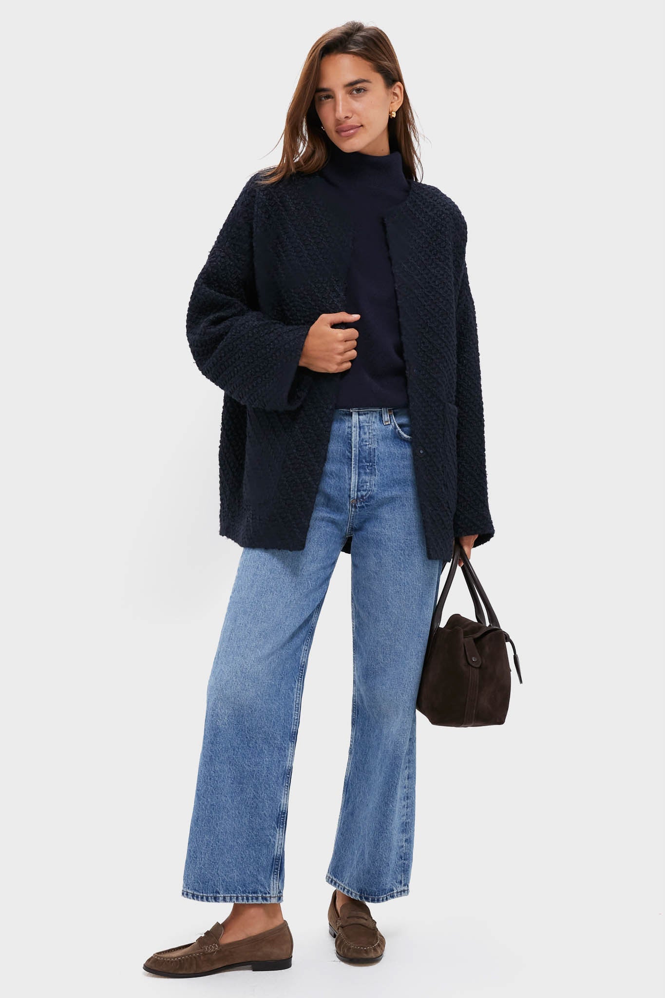 Navy Boucle Barrett Coat