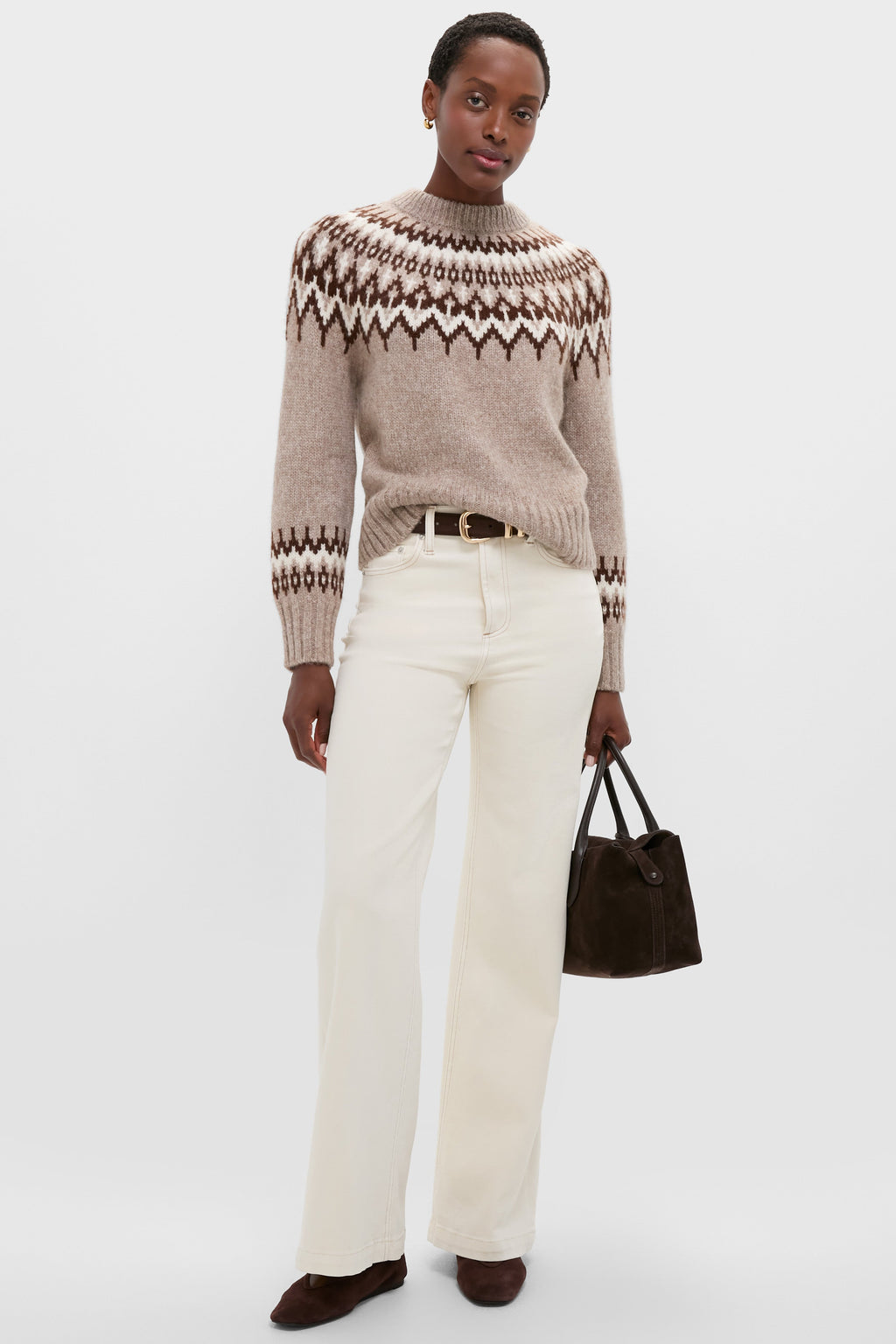 Taupe Fairisle Thatcher Crewneck