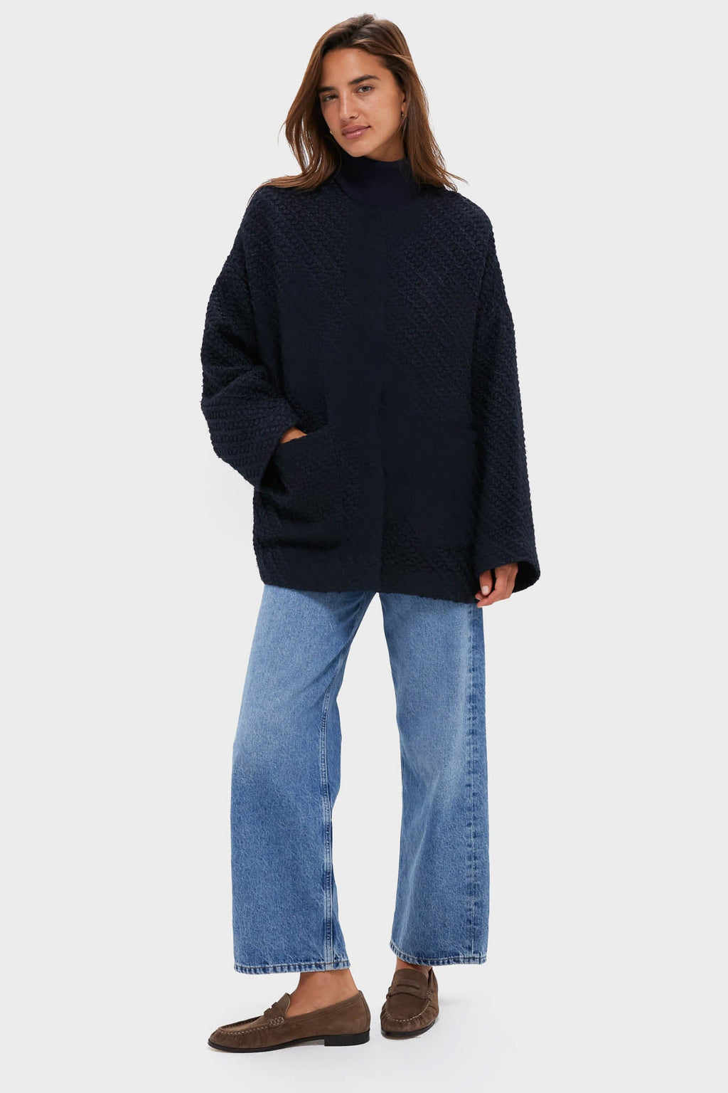 Navy Boucle Barrett Coat