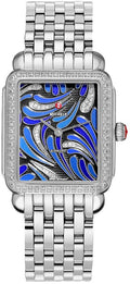 Michele Deco II Peacock Patterned Blue & Diamond Dial Ladies Watch MWW06X000031