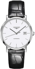 Longines Elegant Collection White Dial Black Leather 39mm Men's Watch L4.910.4.12.2