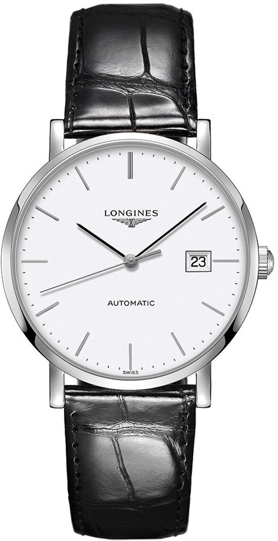 Longines Elegant Collection White Dial Black Leather 39mm Men's Watch L4.910.4.12.2