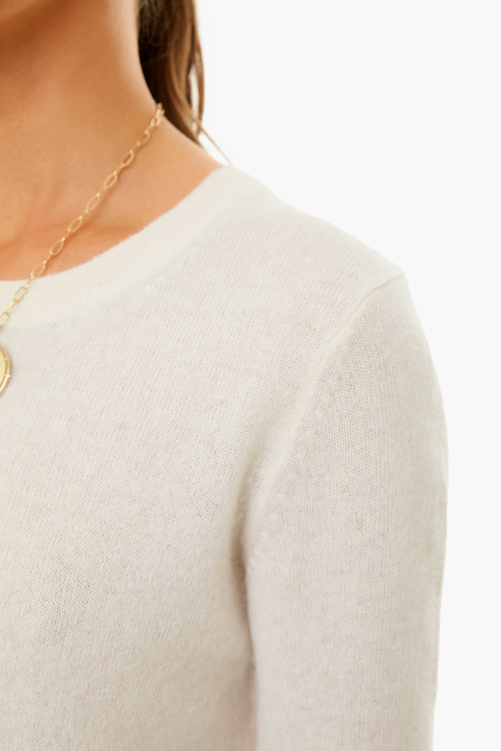 Soft White Cashmere Classic Crewneck Sweater