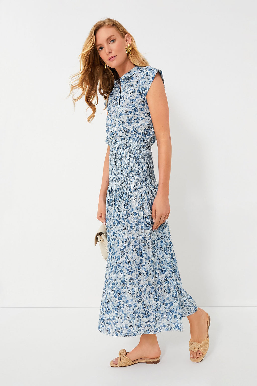 Light Sky Pressed Floral Print The Knoll Skirt