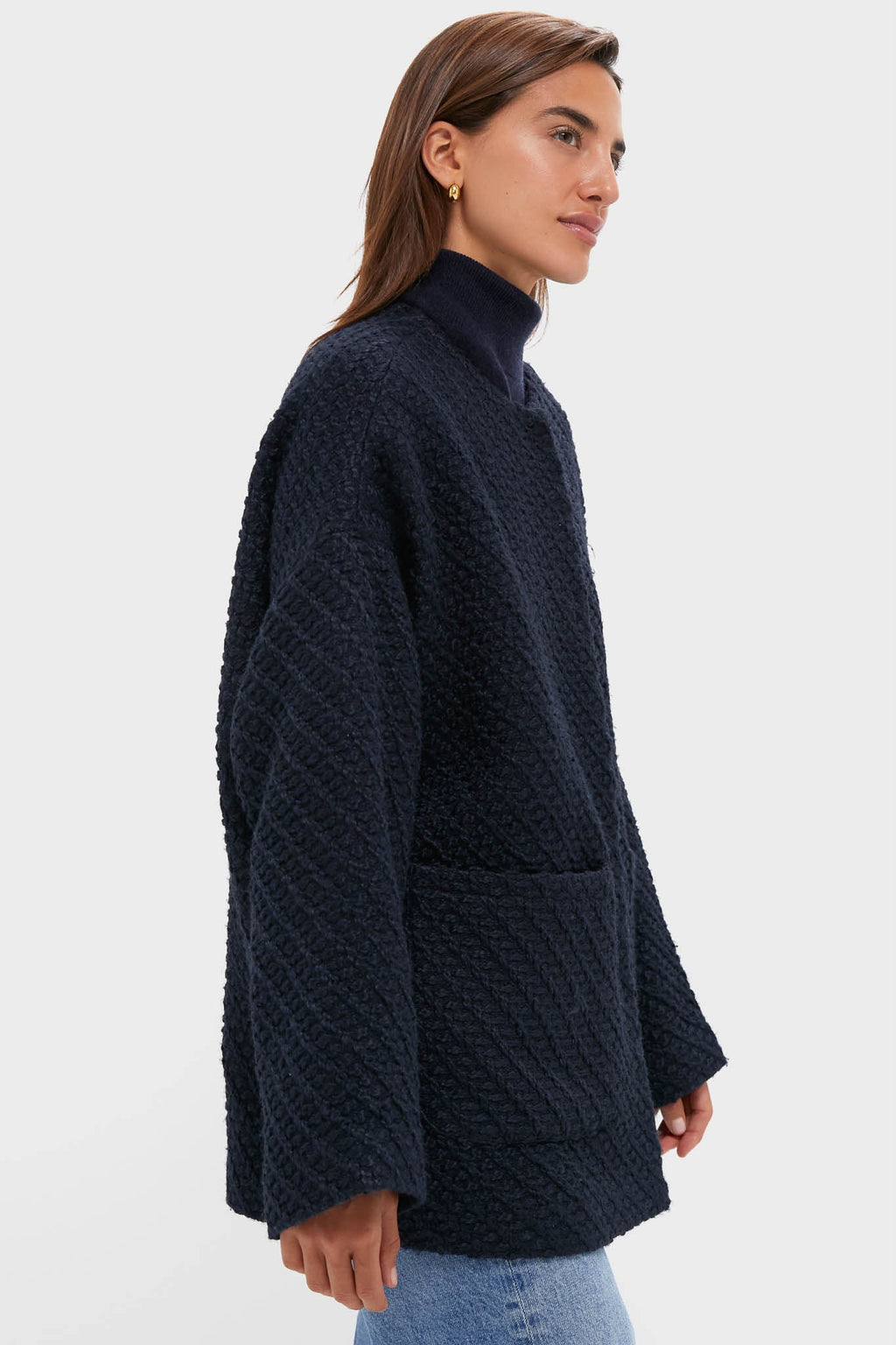 Navy Boucle Barrett Coat