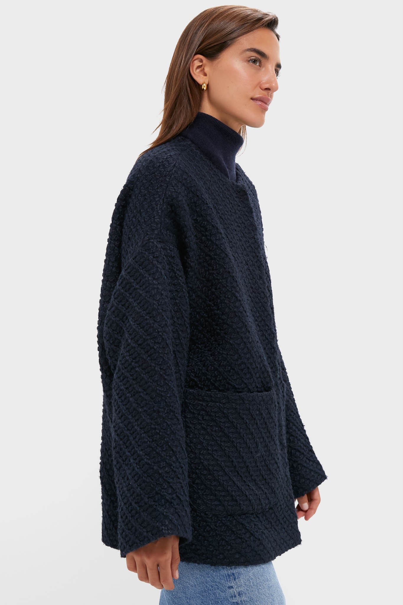 Navy Boucle Barrett Coat