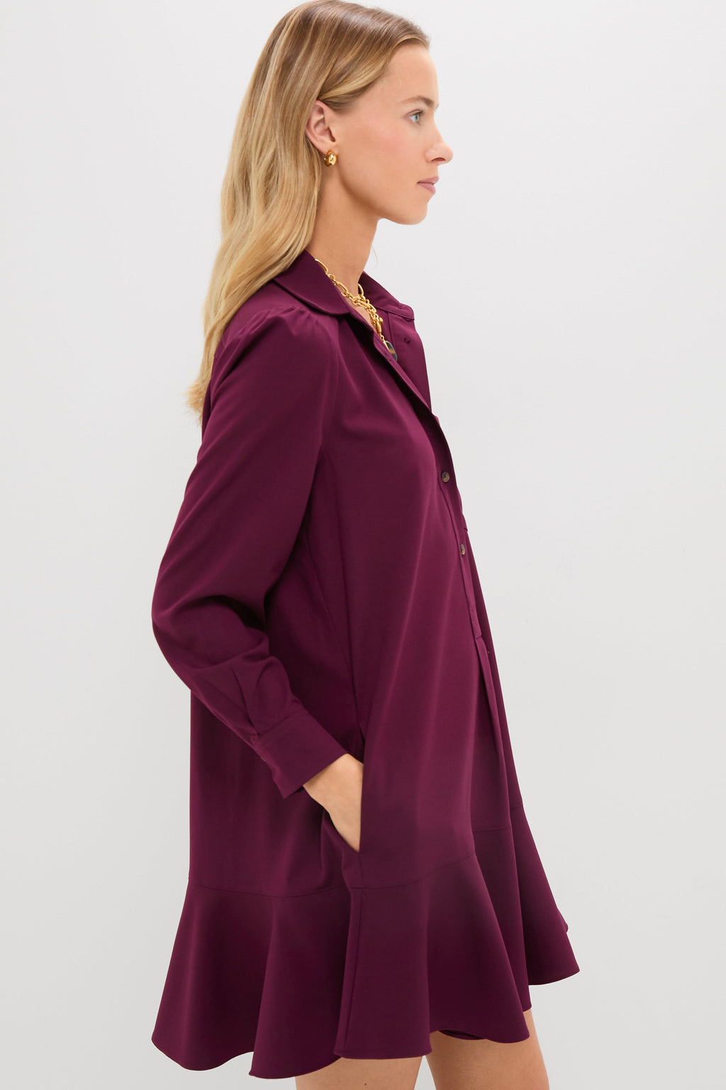 Winetasting Crepe Callahan Shirt Dress