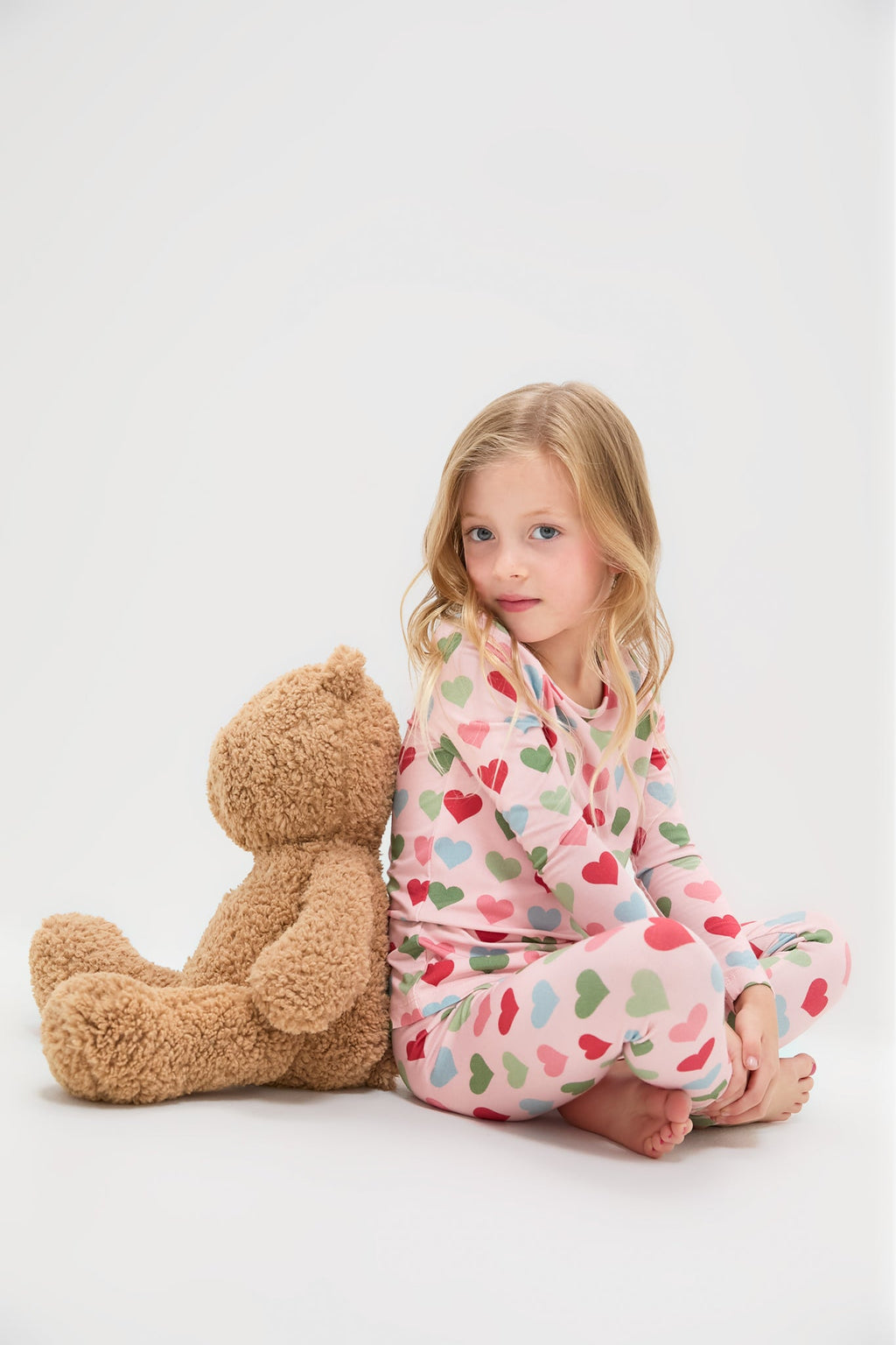 Pink Small Hearts Kids Bamboo Pj Set