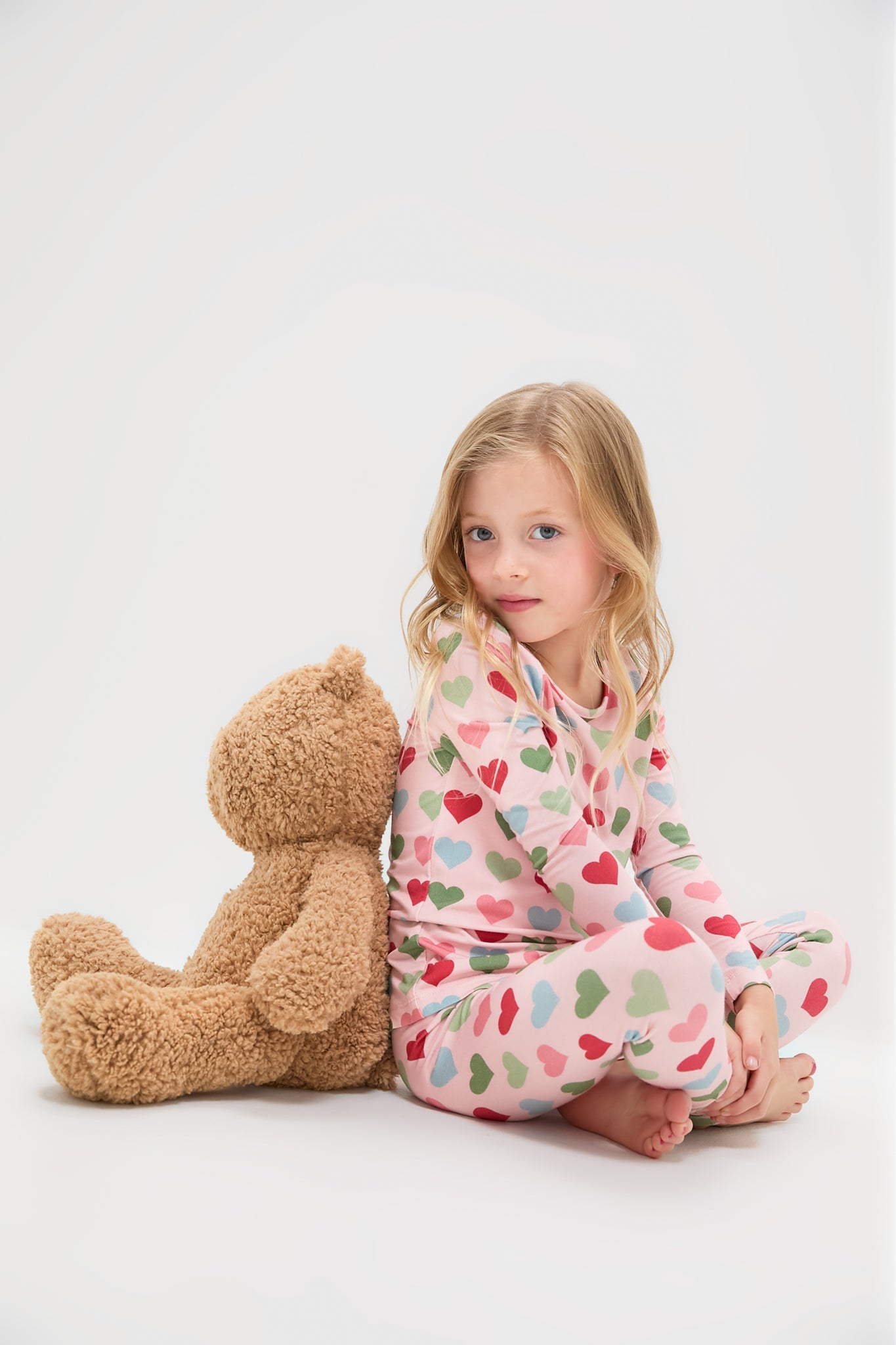 Pink Small Hearts Kids Bamboo Pj Set