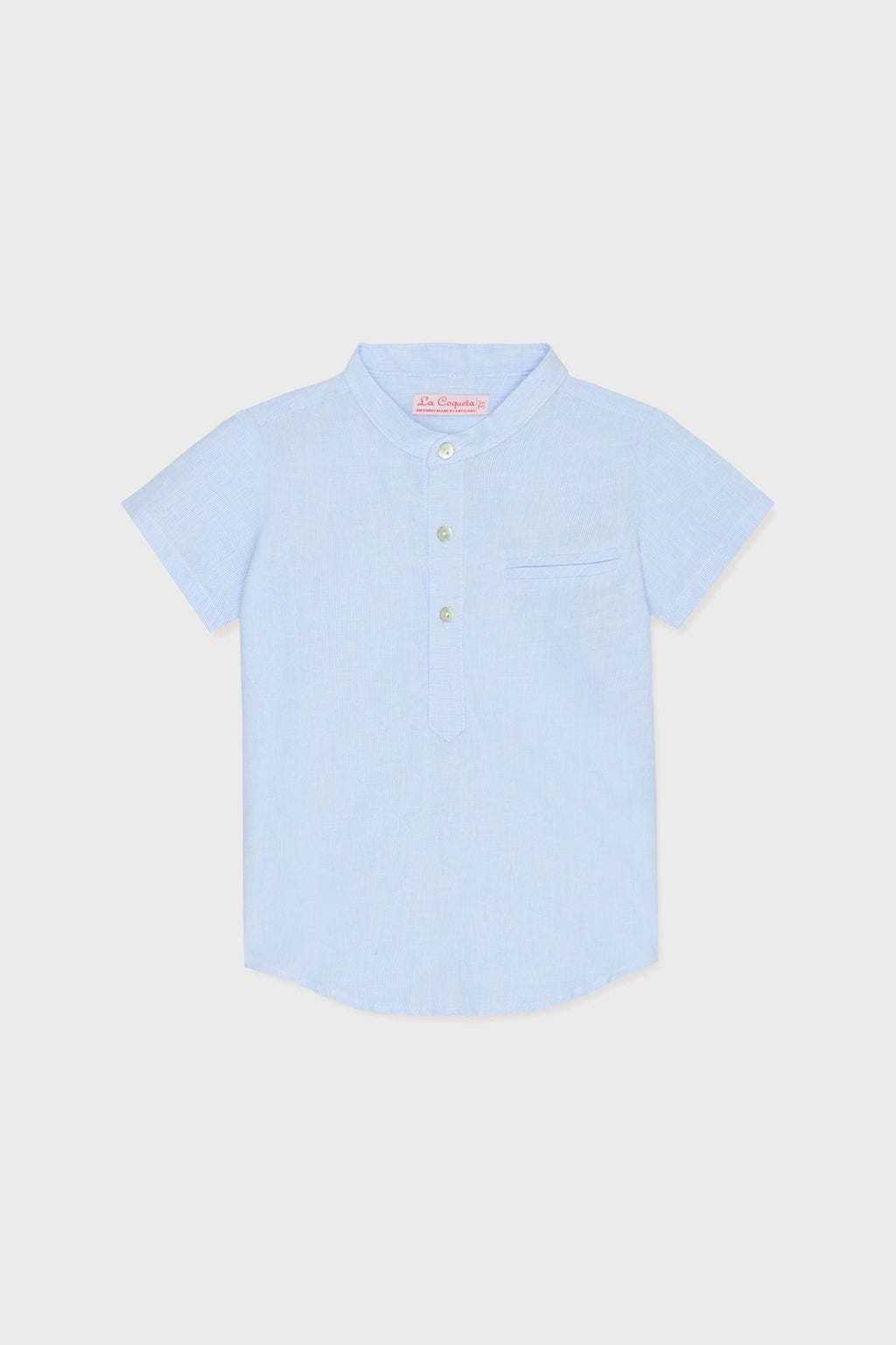 Blue Stripe Arcos Linen Mix Short Sleeve Shirt